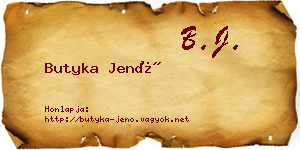 Butyka Jenő névjegykártya